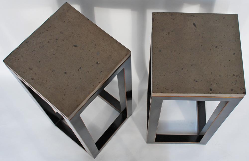 Asian-Inspired Contemporary Tall Plant Vase Stand with Marble Top
