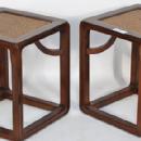 Asian-Inspired Cube Table, with Marble Top and Stools