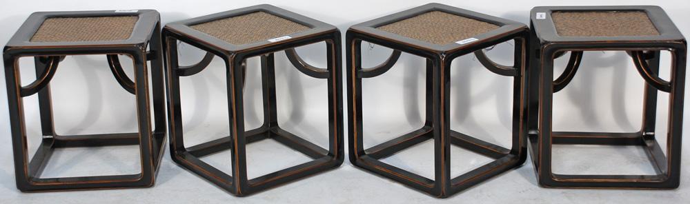 Asian-Inspired Game or Card Table, with Marble Top and Stools