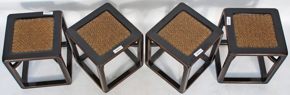 Asian-Inspired Game or Card Table, with Marble Top and Stools