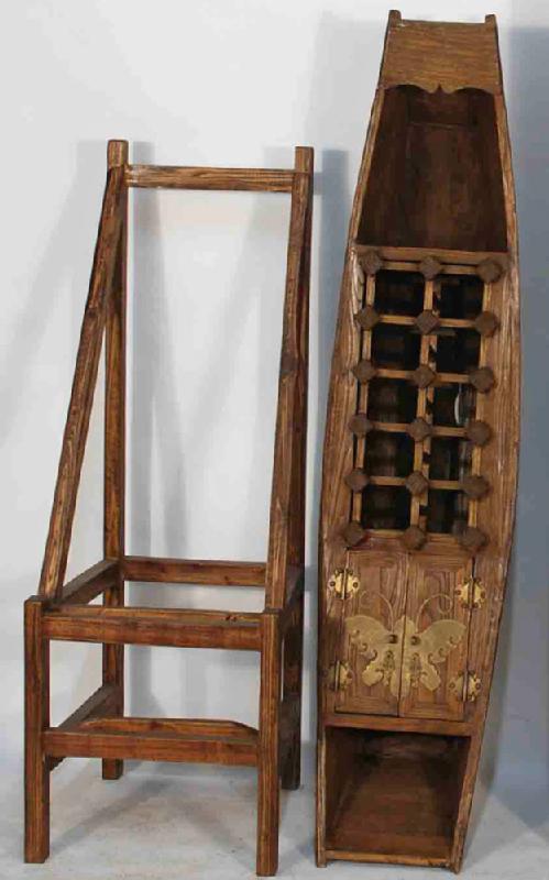 Antique Chinese Canoe Converted into Wine Rack