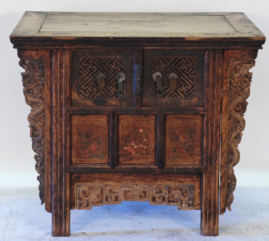 Antique Chinese Locking Coffer Cabinet