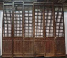 Antique Chinese Set of 6 Wooden Tall Lattice Doors