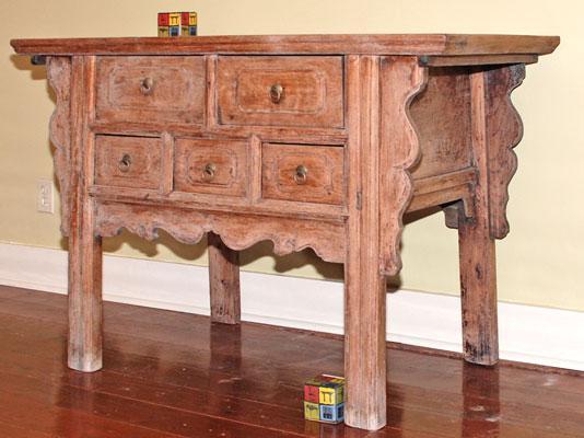Antique coffer table with three new bottom drawers