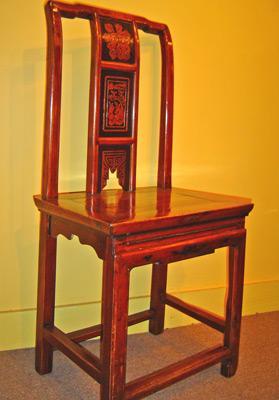 Antique Carved Straight Back Chinese Chair