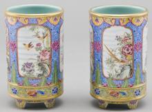 Jingdezhen Painted Porcelain Brush Pot