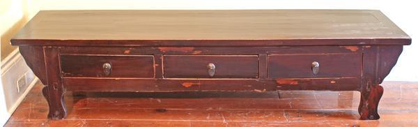 Large Kang Style Coffee Table With Three Drawers