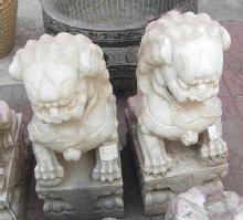 Pair Large Marble Chinese Fu Dog Lions