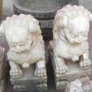 Pair Large Marble Chinese Fu Dog Lions
