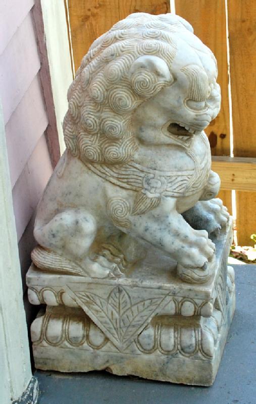 Pair Large Marble Chinese Fu Dog Lions