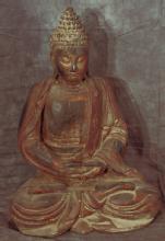 Large Carved Wooden Buddha Statue