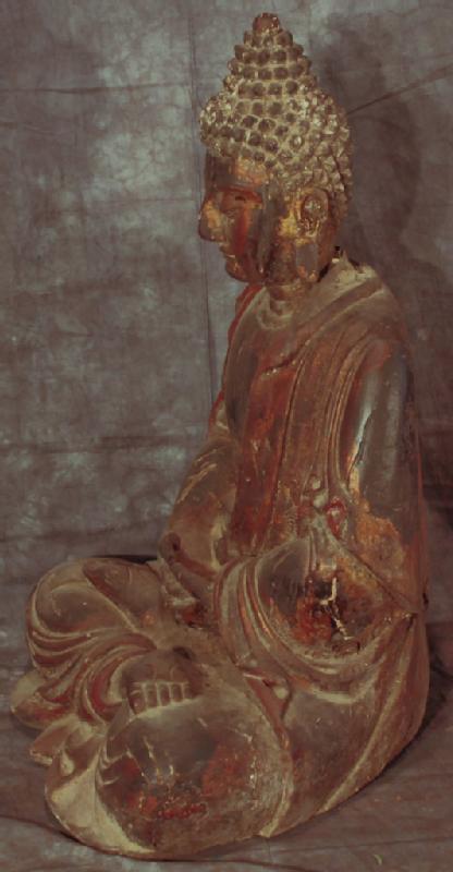 Large Carved Wooden Buddha Statue