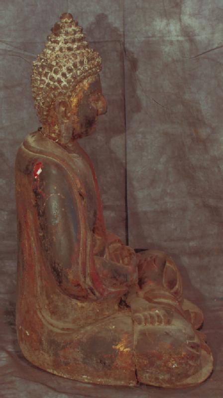 Large Carved Wooden Buddha Statue