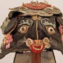 Late 19th century silk Chinese child's hat - black rat with green dragon
