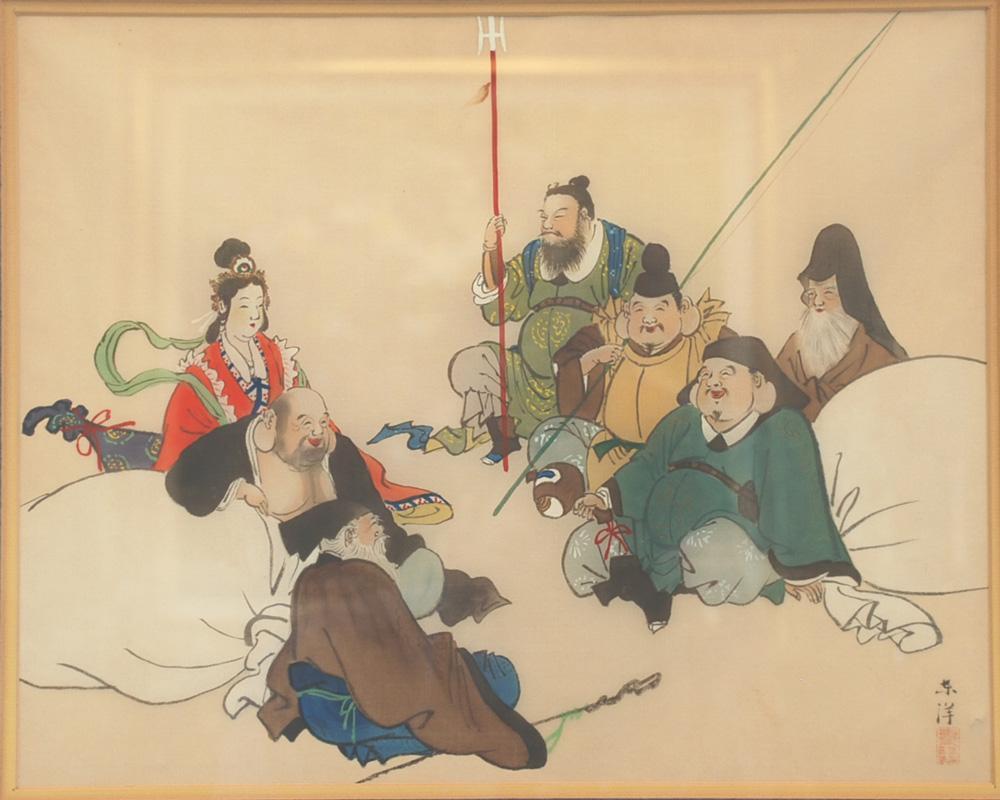 Asian Silk Painting of Chinese Buddhist Dieties