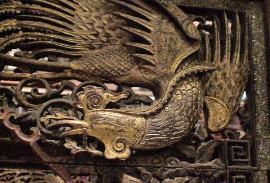 Antique Chinese Carved Canopy Bed with Alcove