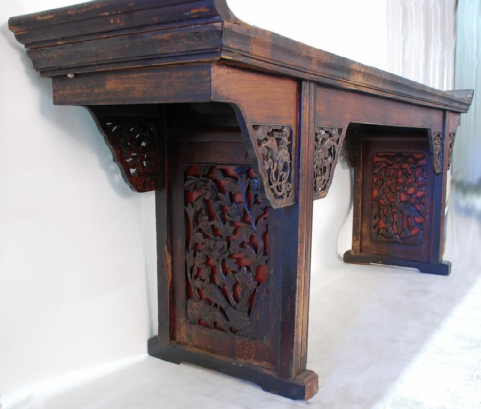 Large Carved Antique Chinese Altar Table