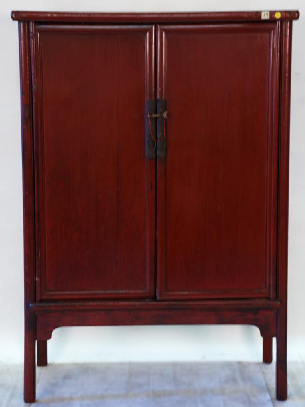 Antique Chinese Red Lacquered 2- Door Cabinet