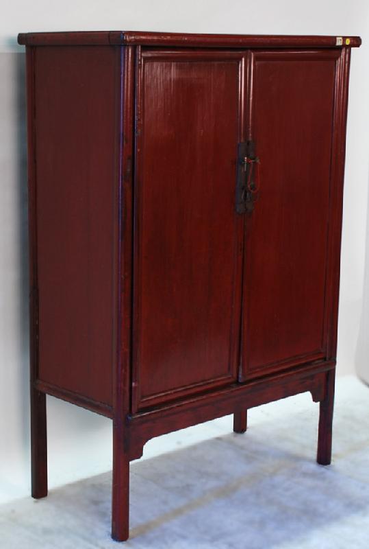 Antique Chinese Red Lacquered 2- Door Cabinet