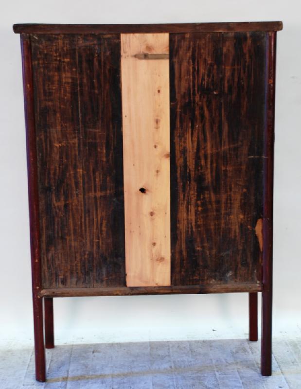 Antique Chinese Red Lacquered 2- Door Cabinet