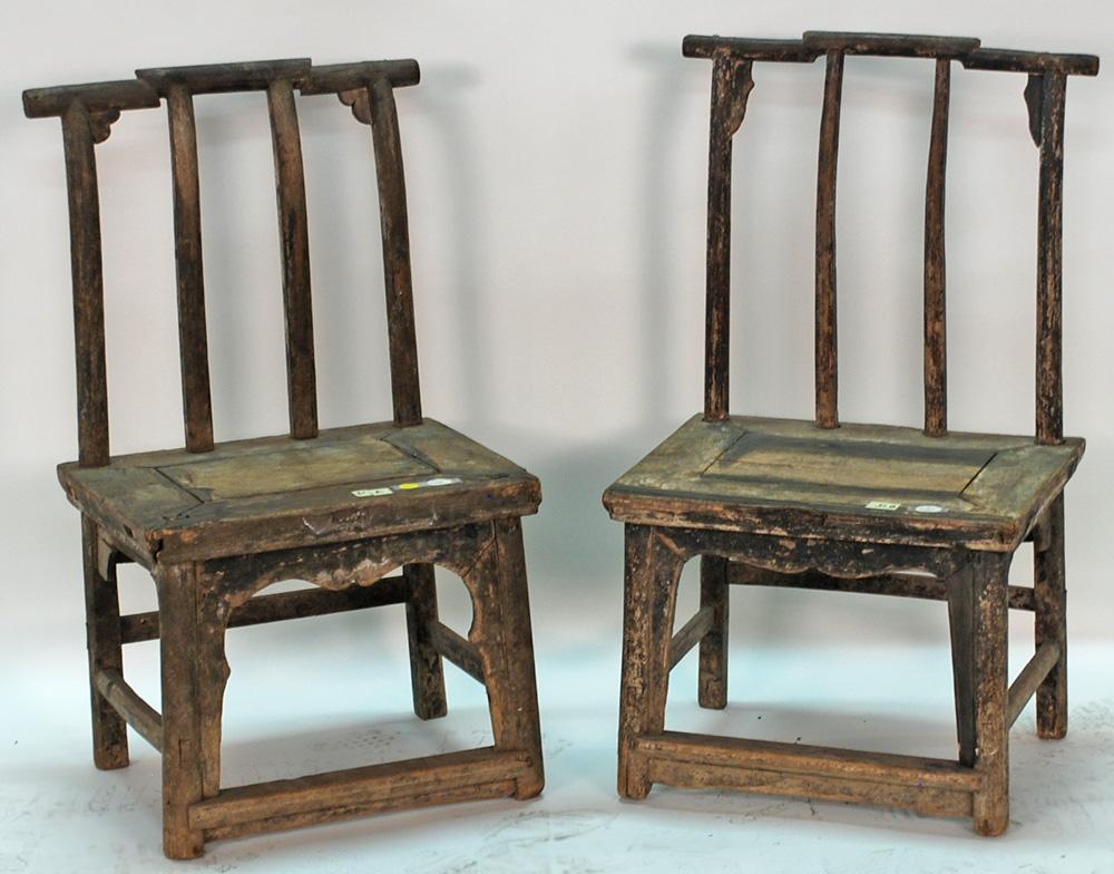 Antique Chinese Pencil Back Chairs, Small