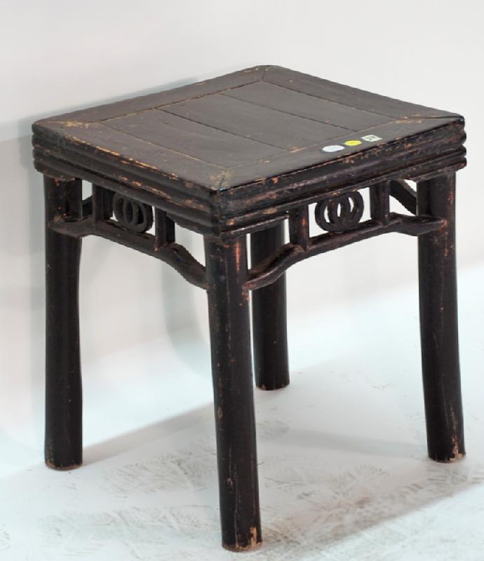 Antique Chinese Square Brown Lacquer Table