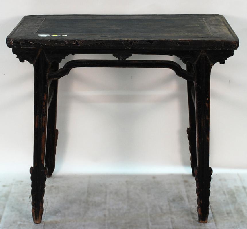 Antique Chinese Black Lacquer Wine Table with Drip Edge