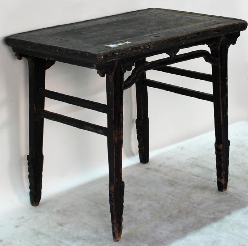 Antique Chinese Black Lacquer Wine Table with Drip Edge