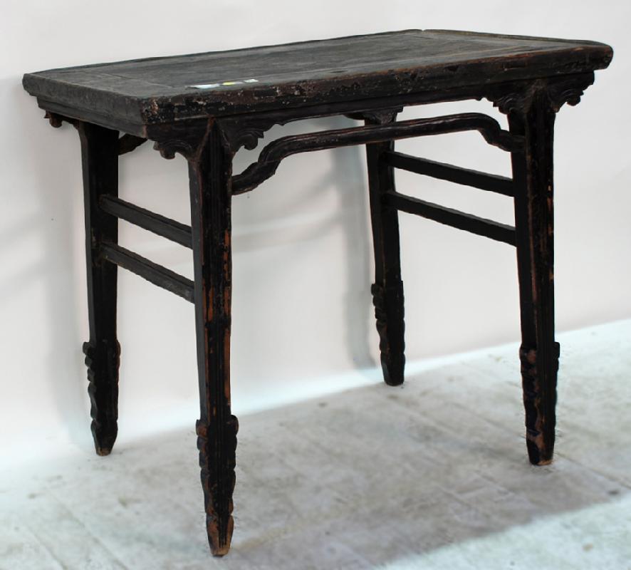 Antique Chinese Black Lacquer Wine Table with Drip Edge