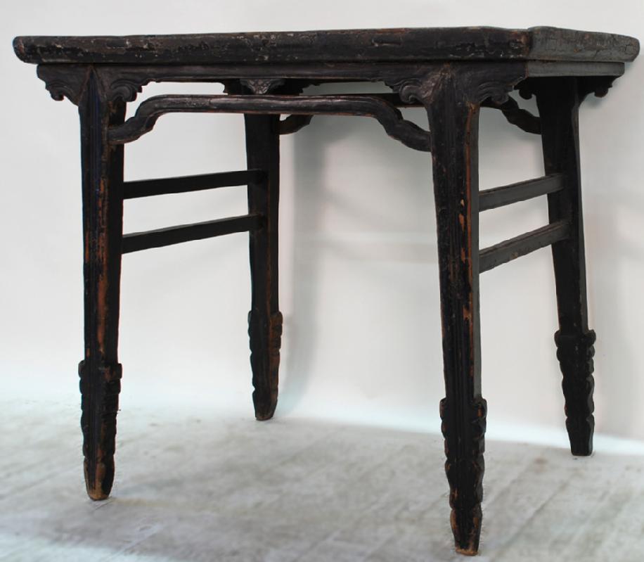 Antique Chinese Black Lacquer Wine Table with Drip Edge