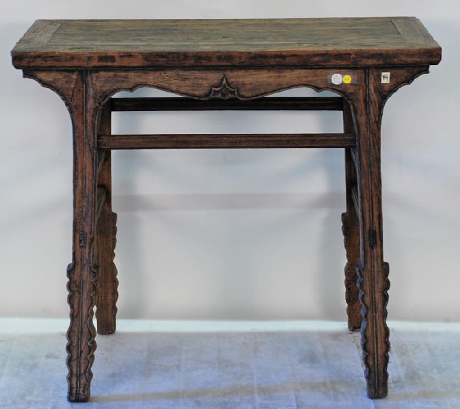 Antique Chinese Sword Leg Side Table with Stretchers