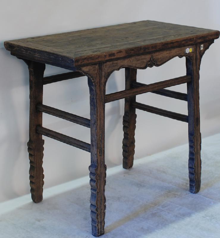 Antique Chinese Sword Leg Side Table with Stretchers