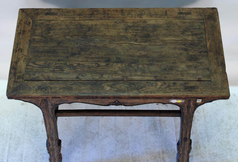 Antique Chinese Sword Leg Side Table with Stretchers
