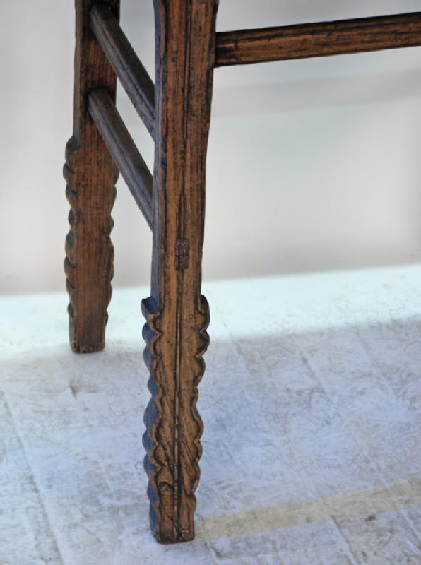 Antique Chinese Sword Leg Side Table with Stretchers