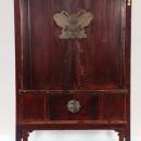 Antique Chinese 4-Door Cabinet with Butterfly Plate