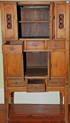 Antique Chinese Kitchen Cabinet, 4-Doors and 6-Drawers