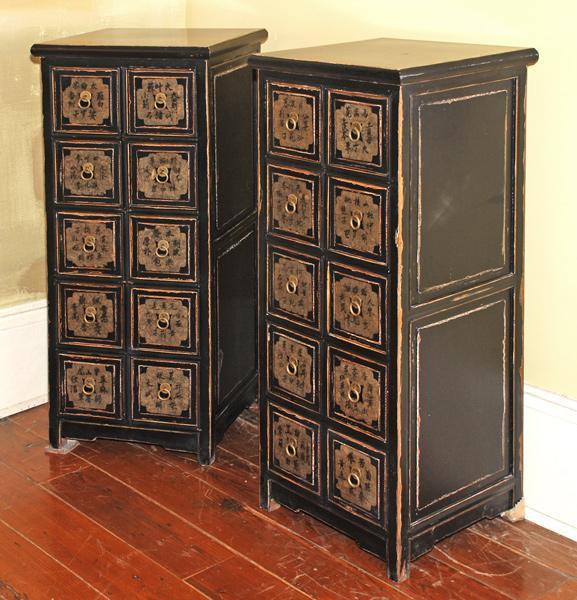 Ten Drawer Black Chinese Apothecary Chest