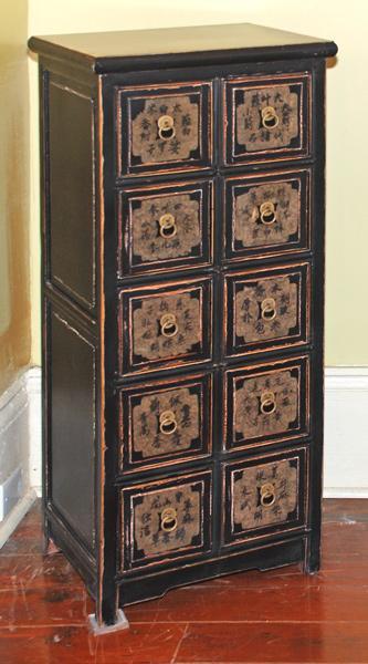 Ten Drawer Black Chinese Apothecary Chest