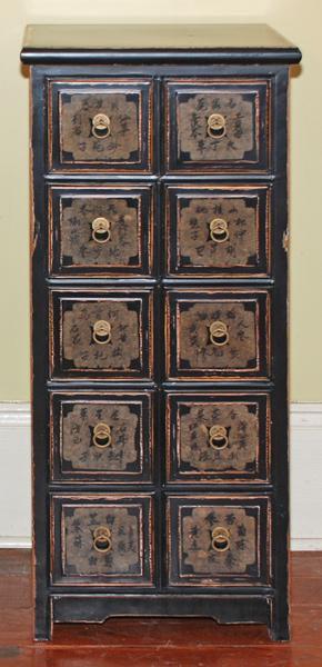 Ten Drawer Black Chinese Apothecary Chest