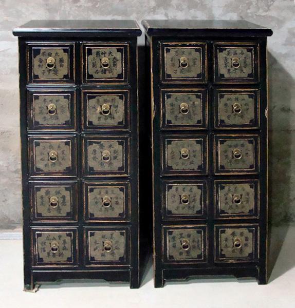 Ten Drawer Black Chinese Apothecary Chest