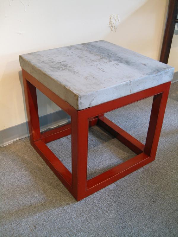 Stone Top Asian Table with Cube Base