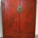 Chinese Red Lacquered Armoire Cabinet