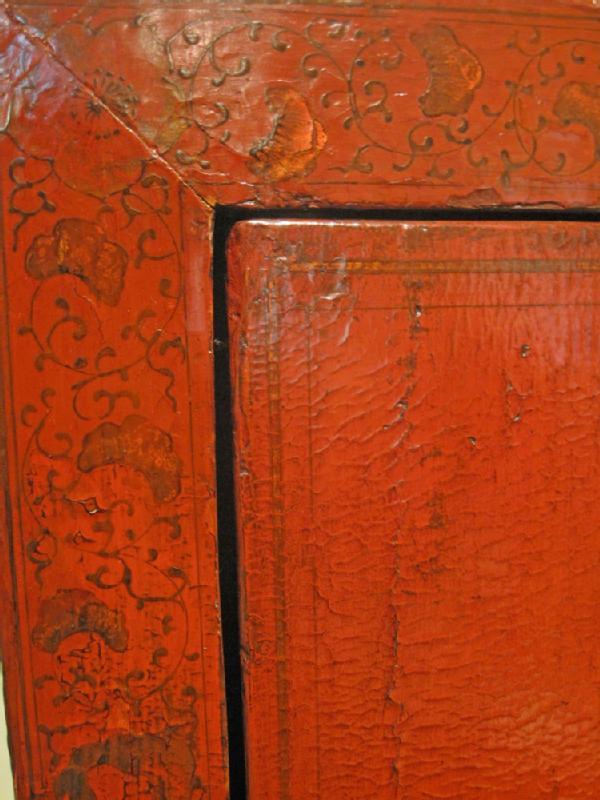 Chinese Red Lacquered Armoire Cabinet