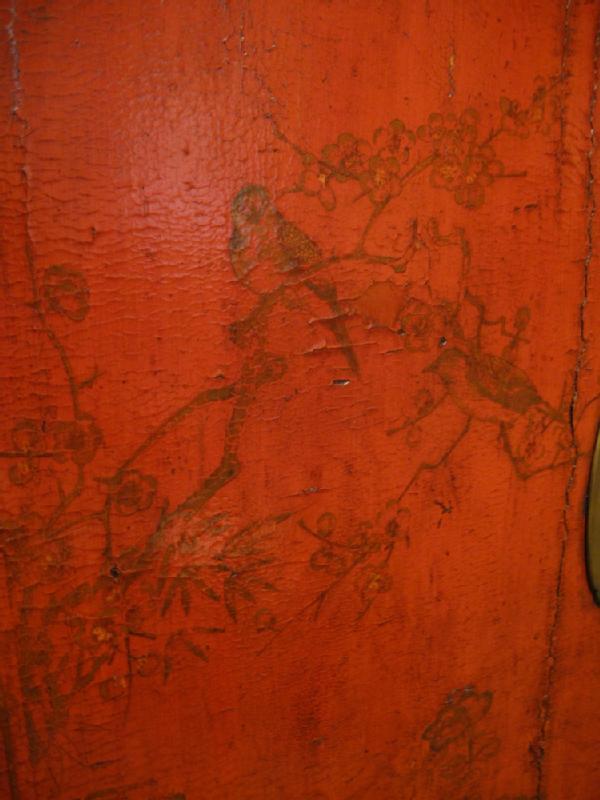 Chinese Red Lacquered Armoire Cabinet