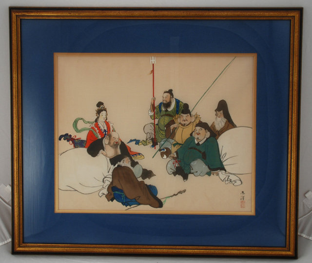 Asian Silk Painting of Chinese Buddhist Dieties