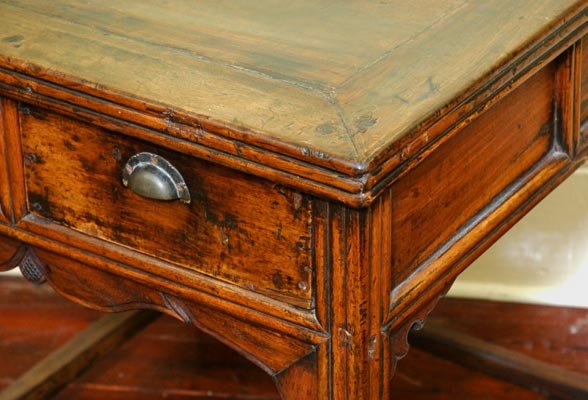 Early Qing Dynasty Antique Chinese Game Table Square Top, 2-Drawers