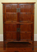 Antique Chinese Split Bamboo Cabinet 4-doors and Removable Internal Shelves