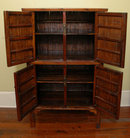 Antique Chinese Split Bamboo Cabinet 4-doors and Removable Internal Shelves