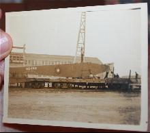 1919 WWI Photo of Handley Page fuselage being loaded off a railcar