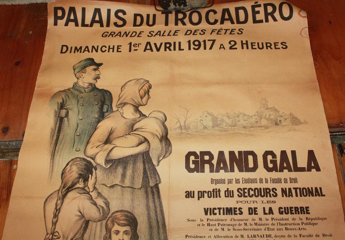 French WWI Benefit Poster Palais Du Trocadero Grande Salle Fetes